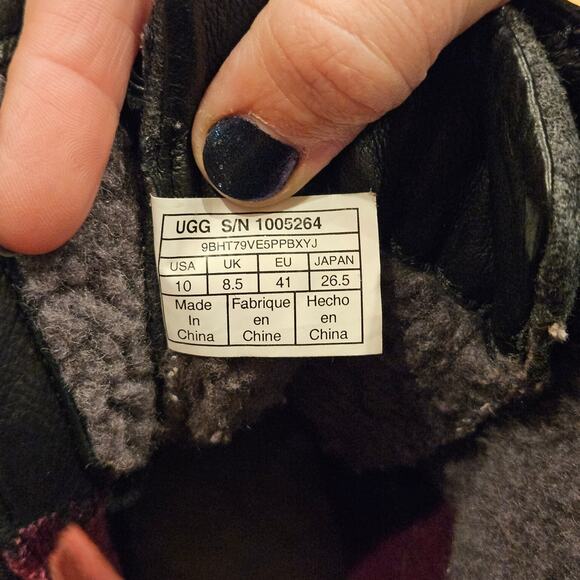 UGG Kesey Waterproof Leather Wool Combat Boots Womens 10 Black Utility Winter - Picture 14 of 16